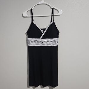 Black Dress with White Eyelet Trim